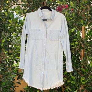 Light Wash Button Up Denim Dress